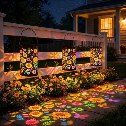 Decorative Solar Mandala Lights, Metal Solar Powered Outdoor Deck Step Wall Lights, Waterproof Solar Mandala Fence Lights Outdoor, for Garden Post Patio Backyard Yard Decor (A)