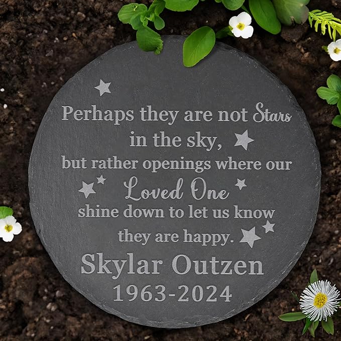 Memorial Garden Stone - Personalized Bereavement Gift for Loss of Loved One - Round