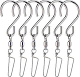 HS’s Creation 6 Pack S Hook Locking Clip Swivel for Indoor Outdoor Organization Spinning Hanger Clothline Rack Wind Chimes Spinner Prism Windsocks Hanging Plant