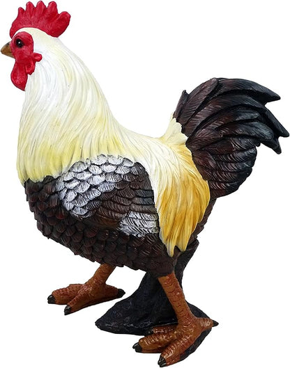 Alpine Corporation 16" Tall Outdoor Rustic Rooster Statue, Farmhouse Accent Weatherproof Garden Decor, Multicolor