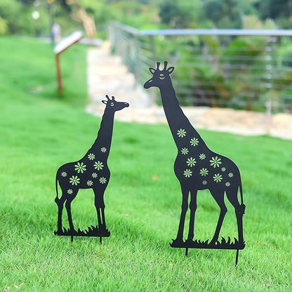 Metal Decorative Garden Stakes, Giraffe Garden Decor for Outside Gifts for Women Men, Black Silhouette Statues Decorations Outdoor for Yard Art, Lawn, Backyard, Pathway,Patio