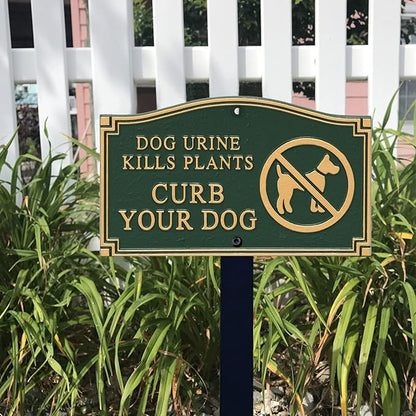 SmartSign Curb Your Dog Yard Sign, Dog Urine Kills Plants Garden Plaque | 5.75" x 9.5" Aluminum Plaque with 18" Black Lawn Stake, Made in USA
