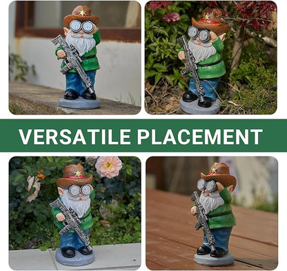 Funny Garden Gnomes Statue Outdoor Decor, Solar Telescope Gnome Decorations for Yard, Lawn, Patio, Porch, Christmas Birthday Housewaming Gifts for Dad, Men, Husband, 10.6 Inch, Resin