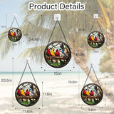Stained Glass Window Hanging Cardinal on Branch 9.8" - Brown Suncatcher Door Garden Patio Sun Catcher Home Decor Christmas for Bird Lovers Mom Woman Grandma Men Nana