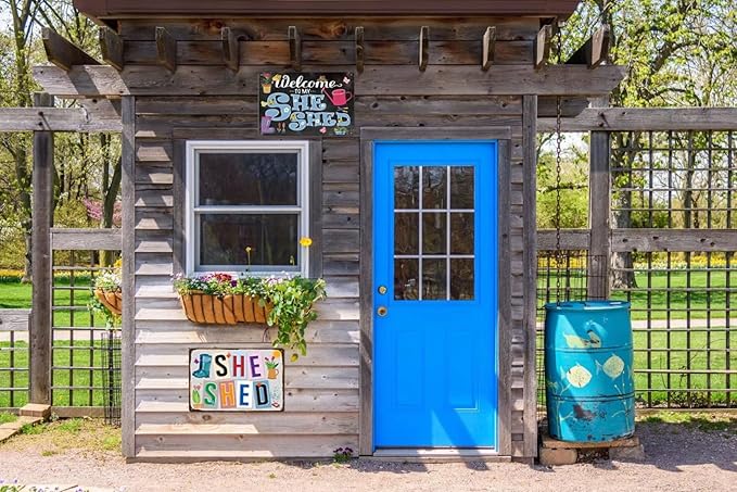 Renokes She Shed Sign - She Shed Entryway Decor, Vintage Decor Home Garden Patio Wall Decoration Woman Cave Sign, 12x8 in
