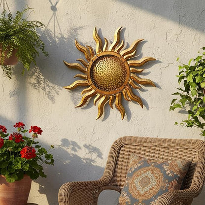 Metal Sun Wall Art 22" Large Outdoor Wall Decor Unique Metal Wall Hanging Outside Decoration for Indoor and Outdoor,Yard,Patio,Garden, Home,Bedroom and Farmhouse, Thoughtful Gift, Housewarming Gift