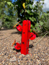 Mini Metal Saguaro - Garden Art (Red)