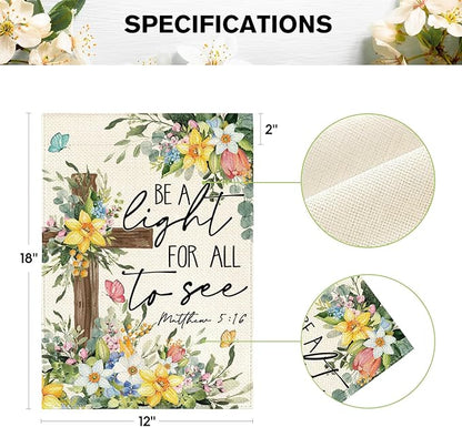 AVOIN colorlife Spring Floral Garden Flag 12x18 Inch Double Sided Outside, Eucalyptus Flowers Seasonal Cross Yard Outdoor Flag