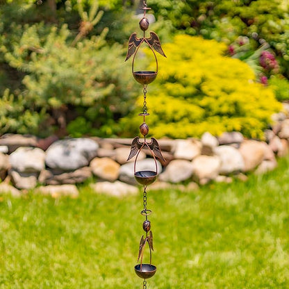 Zaer Ltd. Ornate Hanging Rain Chains (Bronze Finish, Angels)