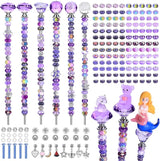 AIPRIDY 158 Pcs DIY Fairy Wand Garden Stakes Kit,Multiple Color Scheme European Beads Crystal Diamond Tops and 12 or 10 Inch Threaded Rods,Stainless Steel Stakes with Diamond Toppe(Purple)