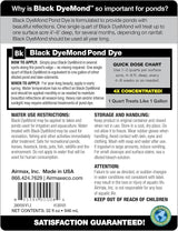 Airmax Black DyeMond Pond Dye 4X Concentrate for Outdoor Ponds & Lakes, Natural Pond Color& Beauty Enhancer, Swimming Safe Water Colorant, Easy Liquid Application, 1 Quart