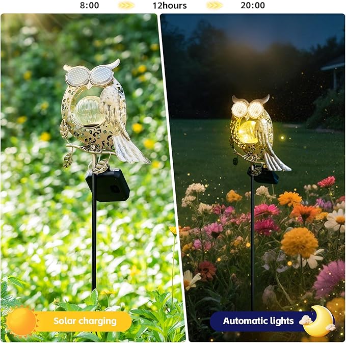 SRNPMIU Solar Lights Outdoor Decor, Solar Owl Yard Decorations Outdoor, Garden Decorative, IP65 Waterproof, Gifts for Women Mom, for Yard Patio Lawn Pathway Landscape