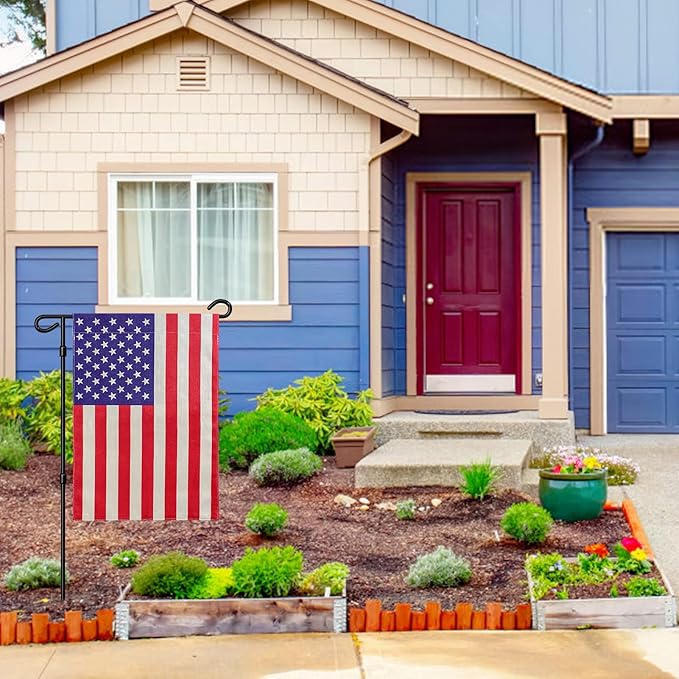 URSKYTOUS American Garden Flag Small American Flag Double Sided 12×18 Inch Weatherproof Patriotic USA Garden Flags Outside Thick Burlap Stars and Stripes Flags for Outdoor Yard Patio Lawn Decor