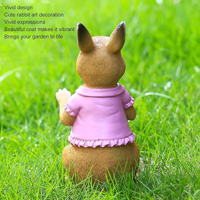 Garden Statue, Cute Figurine, Handcrafted Outdoor Decor with Vivid Colors, Sculpture for Lawn Yard Patio Porch, Ideal for Home Garden Decoration