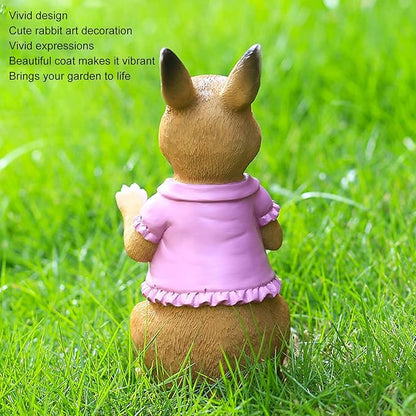 Garden Statue, Cute Figurine, Handcrafted Outdoor Decor with Vivid Colors, Sculpture for Lawn Yard Patio Porch, Ideal for Home Garden Decoration