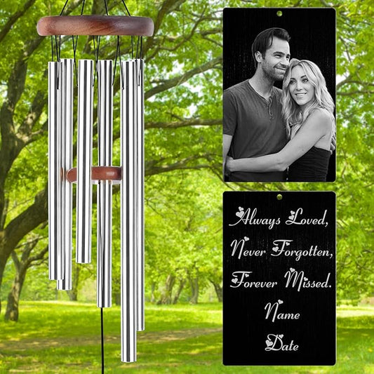 Personalized Wind Chimes Memorial Engraved Gift,Custom Sympathy Wind Chime for Loss of Loved One,Customized Mother Father Dog Pet Family Remembrance Bereavement Gifts