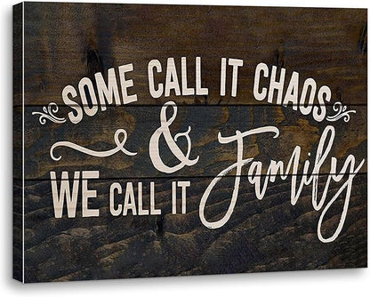 Some Call It Chaos And We Call It Family Canvas Wall Art Prints Artwork Signs Framed For Farmhouse Home Bedroom Living Room Porch Decor, 14X 11 inch,Housewarming Gift,Family Canvas Wall Decor