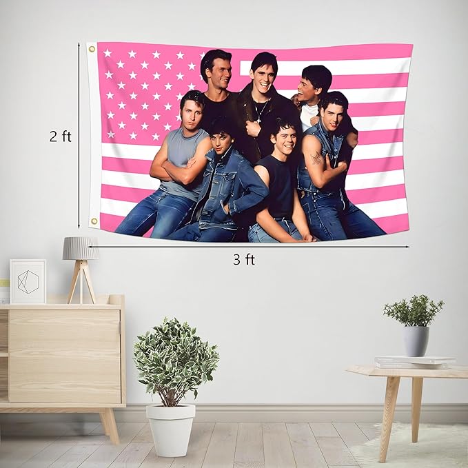 2x3 Foot The Outsiders Decorative Flag with 2 Brass Grommets for Indoor Outdoor, Double Stitched, Wall Hanging Tapestry Room Decor, College Dorm Decorations (PINK AMERICAN, 2x3 ft)