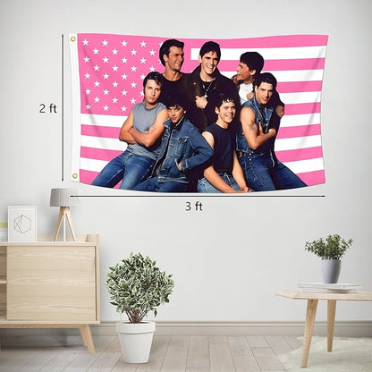 2x3 Foot The Outsiders Decorative Flag with 2 Brass Grommets for Indoor Outdoor, Double Stitched, Wall Hanging Tapestry Room Decor, College Dorm Decorations (PINK AMERICAN, 2x3 ft)