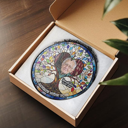 NAZENTI Custom Memorial Photo Gift for Grandpa, Keepsake and Remembrance, Sympathy in Memory of Loved One Gifts, I'm Always with You Gifts Sympathy Personalized Stained Glass Window Hanging