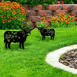 FoldTier 2 Pack Highland Cow Metal Garden Decor Highland Cow Garden Stakes Silhouette Statues Backyard Art Decorations for Christmas Decor, Outdoor Yard, Lawn, Home, Patio