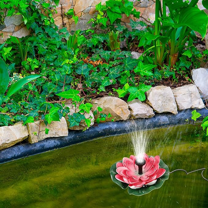 VICASKY Solar-Powered Floating Fountain for Outdoor Garden Pond, Lotus Leaf Design Solar Fountain Pump, Small Pond Decor Water Feature for Patio and Backyard Landscaping