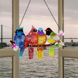 DASTOLL Stained Glass Window Hanging, Birds on A Branch Stain Glass Suncatcher, Hand-Painted Sun Catchers Indoor Window Decoration Bird Lover Gift for Mom, Grandma, Stocking Stuffers for Women