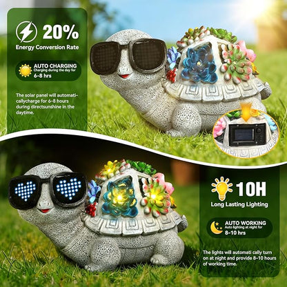 kyoryuger Mothers Day Solar Garden Decor Turtle for Women Mom Grandma Sister, for Mom, Solar Outdoor Decor for Patio Backyard Yard Lawn Decoration-Unique Birthday Present, Yard