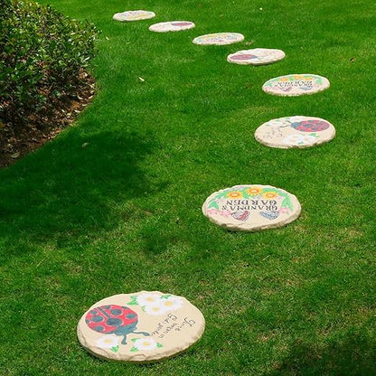 4Pcs Round Butterfly Stepping Stone Outdoor Garden Walkway, Durable Plastic Pavers for Patio, Pathway, and Landscaping, Weatherproof Stepping Stones with Ground Stakes for Easy Installation