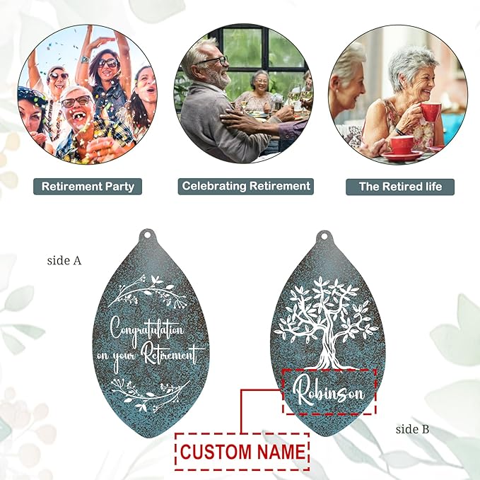 ASTARIN Personalized Happy Retirement Gift, Custom Name Retirement Wind Chimes for Women Men, 35" Large Deep Tone Wind Chime Retire Gifts for Co-Workers Boss Friends Parents(Produced in USA)