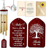 Personalized Sister Cardinal Memorial Crystal Wind Chimes Remembrance Sympathy Ornament Keepsake in Memory of Sibling Elder Sister Female Cousin Custom Name Bereavement Condolence Gift Outdoor Hanging