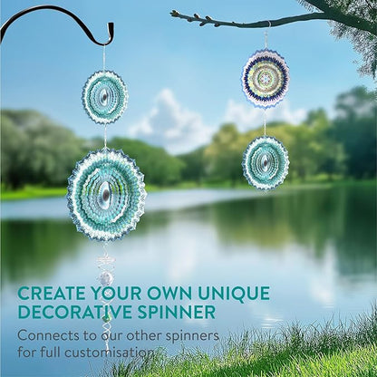 Navaris Garden Wind Spinner & Gazing Ball Spiral Tail Set - Hanging Ornaments & Windmill Spinners - Outdoor Windmills for The Garden, Trees, Balcony - Ideal Gifts for Men and Women