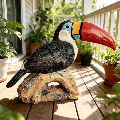 Teaeeno Toucan Decor Statue,Toucan Bird Outdoor Tiki, Resin Toucans Outdoor Tropical Decor Bird Sculptures for Patio Lawn Yard Home Decoration, Tropical Garden Decor