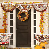 6 Pcs Fall Thanksgiving Decoration Autumn Football Garden Bunting 1.5 x 3 ft Maple Leaves Sunflower Outdoor Welcome Banner Pumpkin Fan Bunting for Thanksgiving Holiday Indoor Outdoor Yard Decor
