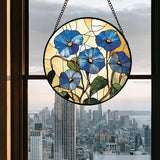 Stained Glass Window Hanging - Morning Glory Suncatcher for Door Garden Home Decor Birth Flower Sun Catcher Christmas Birthday for Lovers Friend Women Mom Nana 7.8 in