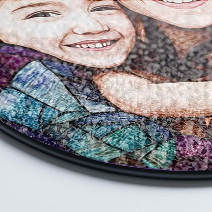 Personalized Stained Glass Window Hanging Ornament, Custom Family Photo with Mom and Kids, Unique Stained Glass Style Decoration, Birthday Present, Home Window Art Keepsake