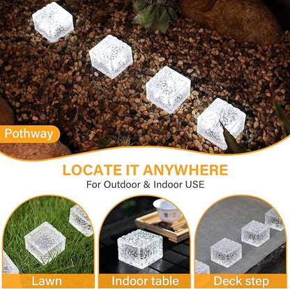 JKIMK Solar Brick Lights Outdoor Waterproof Patio Brick Lights Garden Decor for Outside 3 Packs for Patio,Yard,Walkway,Pathway Decor