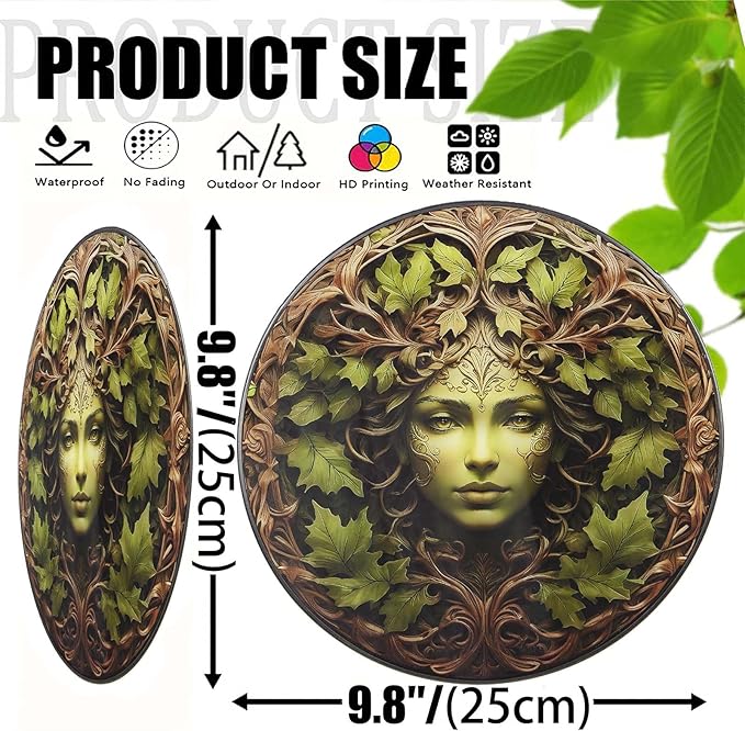 Christmas Green Women Stained Glass Suncatcher, 10" Tree Man Window Decor Hanging Stained Glass Sun Catcher Garden Room Hanging Tree Faces Decoration Indoor Outdoor Garden Decor Gift for Women