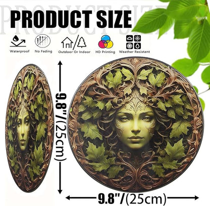Christmas Green Women Stained Glass Suncatcher, 10" Tree Man Window Decor Hanging Stained Glass Sun Catcher Garden Room Hanging Tree Faces Decoration Indoor Outdoor Garden Decor Gift for Women
