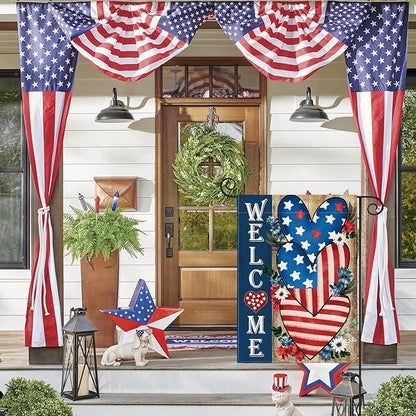 AVOIN colorlife Patriotic 4th of July Welcome Garden Flag 12x18 Inch Double Sided, Memorial Day American Stars and Stripes Love Heart Yard Outdoor Decoration