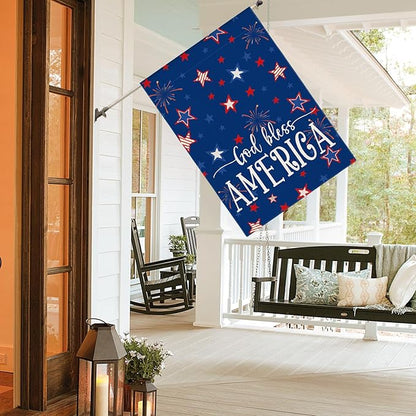 AVOIN colorlife God Bless America 4th of July Patriotic House Flag 28x40 Inch Double Sided Outside, Stars and Stripes Yard Outdoor Decoration