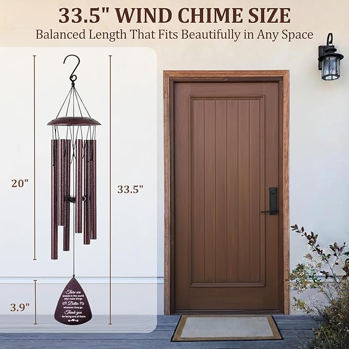 Thank You Gifts for Women Men, Tree of Life Wind Chimes 33.5", Teacher Appreciation Gifts, Thank You Gift for Friends Mentor Boss Teacher Nurse, Appreciation Gift for Coworker Women Men Volunteer