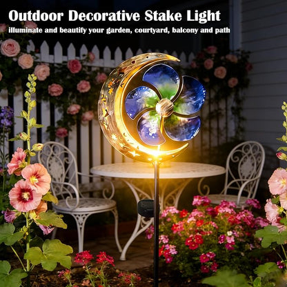SunKite Solar Spinner Moon Outdoor Lights Waterproof,Solar Moon Garden Light Outdoor Decorative Stakes Lights Yard Garden Patio Lawn Pathway Decoration Gifts Grandma Mom
