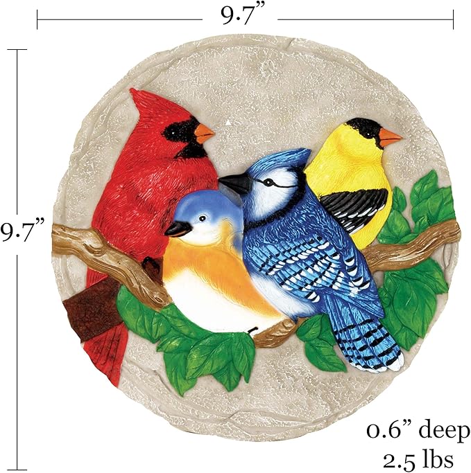 Spoontiques - Garden Décor - Bright Birds Stepping Stone - Decorative Stone for Garden