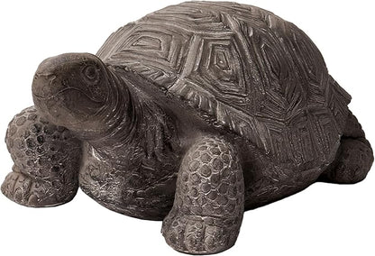 XBrand 16.1" L Grey Polystone Walking Turtle Statue, Indoor Outdoor Décor, Living Room Décor, Turtles Sculptures, Yard Statues