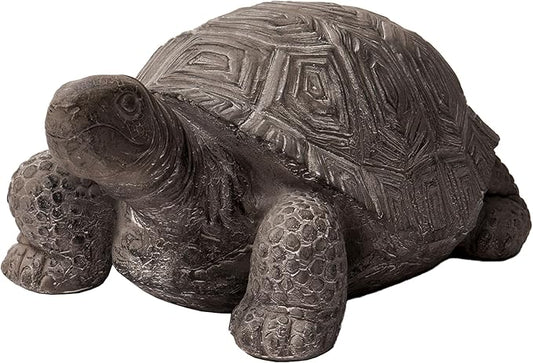 XBrand 16.1" L Grey Polystone Walking Turtle Statue, Indoor Outdoor Décor, Living Room Décor, Turtles Sculptures, Yard Statues