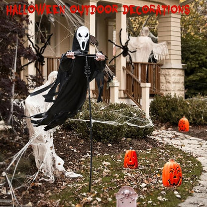 LarpGears Halloween Scarecrow Rotatable Ghost of Death Outdoor Decoration, 7.5Ft Flying Ghost for Garden, Porch, Yard