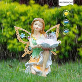 Suyorpe Fairy Decor Solar Outdoor Statues, Fairy Garden Accessories for Outside Garden Gifts,Resin Ornaments for Patio Yard Lawn,Size6.5 x 5.12 x 9.45 inches