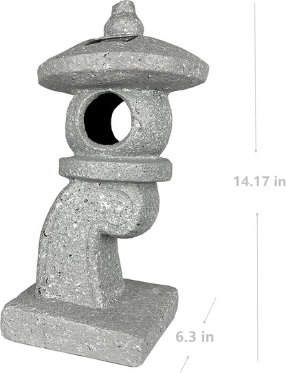 14’’ High Asian Solar-Powered Zen Pagoda Garden Statue LED Light Solar Lamp for Outdoor Japanese Decoration Aesthetic Garden Figurines