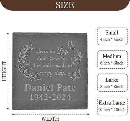 Personalized Memorial Stone Memorial Garden Stone - Sympathy Gifts for Loss of Dad, Mom or Loved One - Bereavement, Remembrance and Condolence Gift - Walk Beside Us Every Day Square